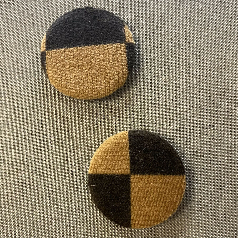 corduroy brown and black checkered button