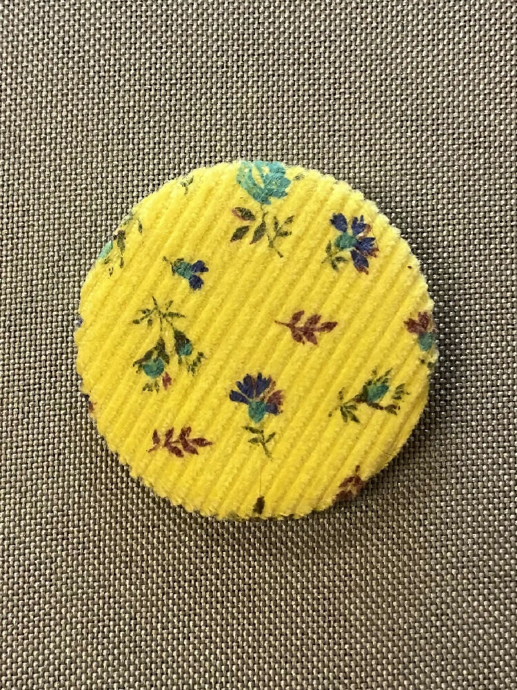 corduroy yellow flower button
