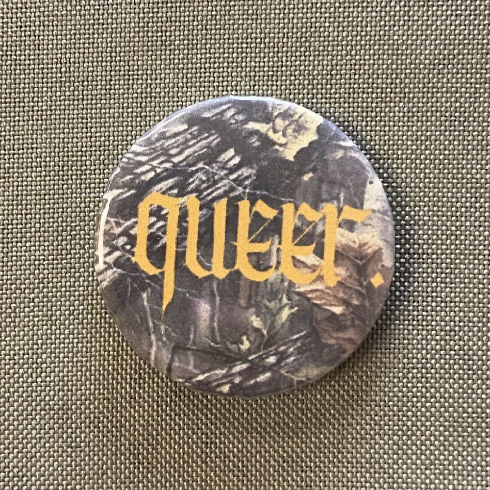camo queer button