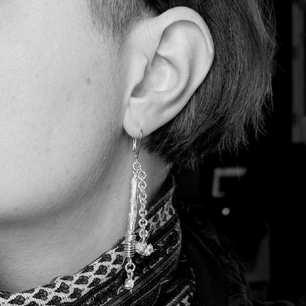 Baphomet Mace Flail Earrings